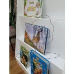 Three-tier book or toy shelf Books up close