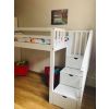 Loft bed with two types of slats - platform with 3 chests. Bed with play area, baby cot.