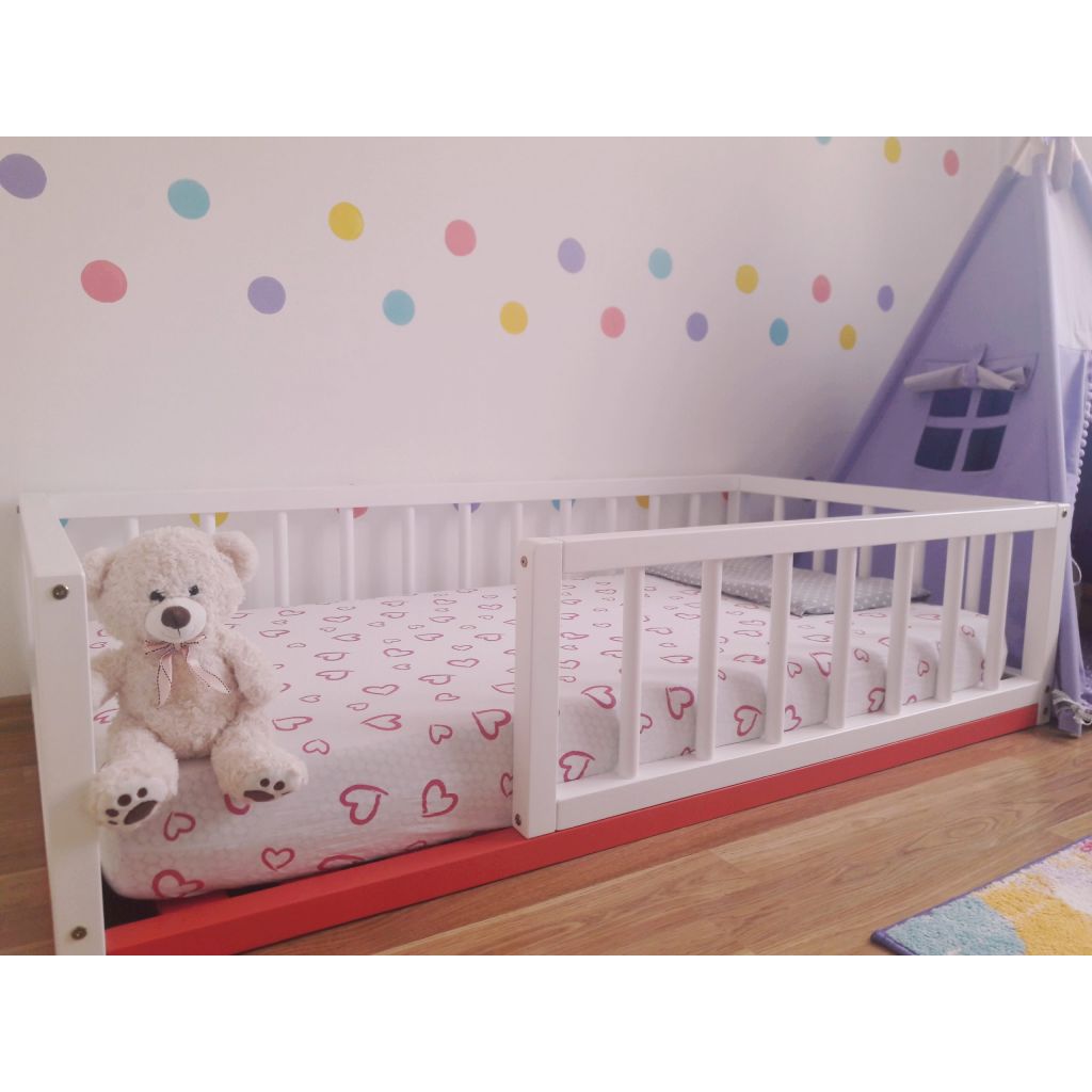 Montessori gultiņa ar apaļām redelēm, balti rozā