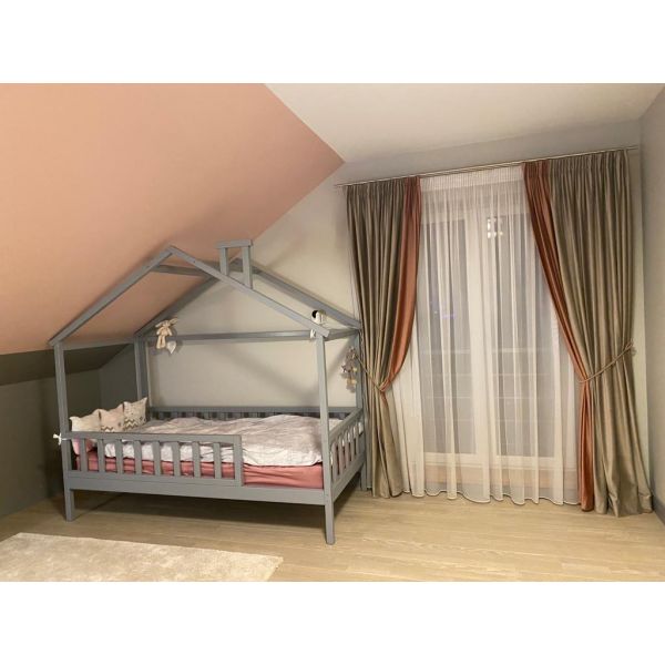 Grey house bed with modern canopy
