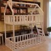 White bunk bed with inclined ladder - from the front