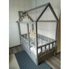 Grey and blue cottage bed without side beams for canopy - on request