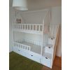 White bunk bed with chests, platform and box