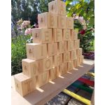 English alphabet cubes. Set of wooden blocks.